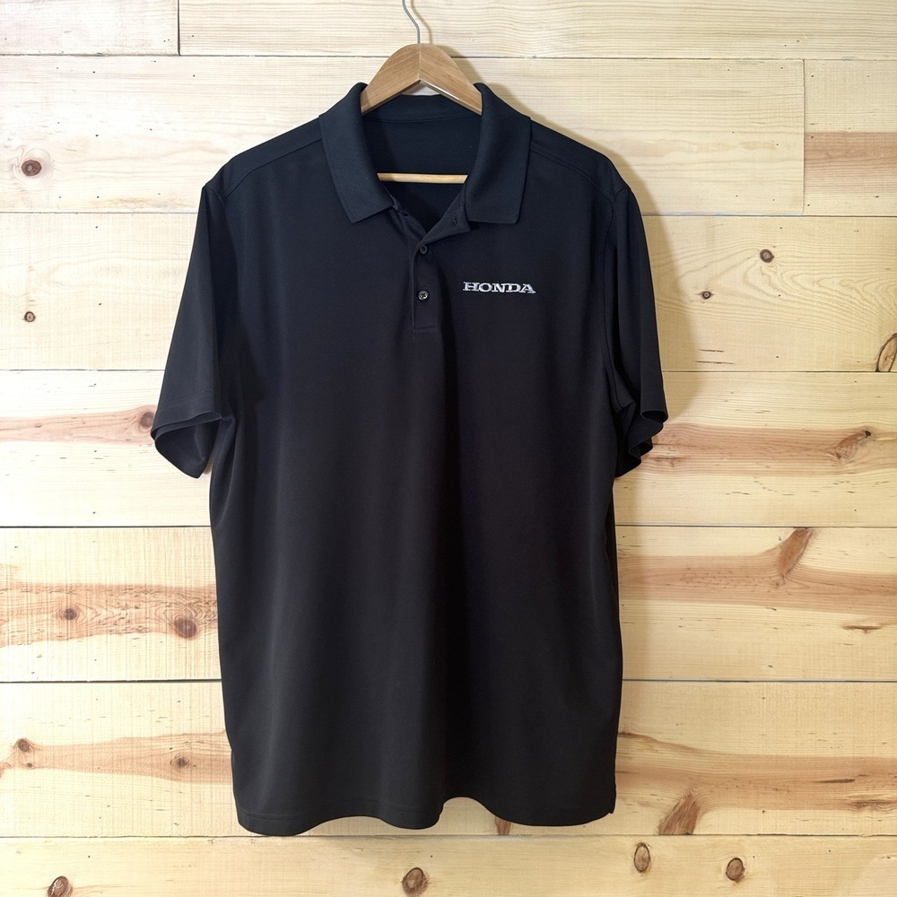 Honda Men's Large Black Performance Polo Shirt Embroidered Logo Short Sleeve